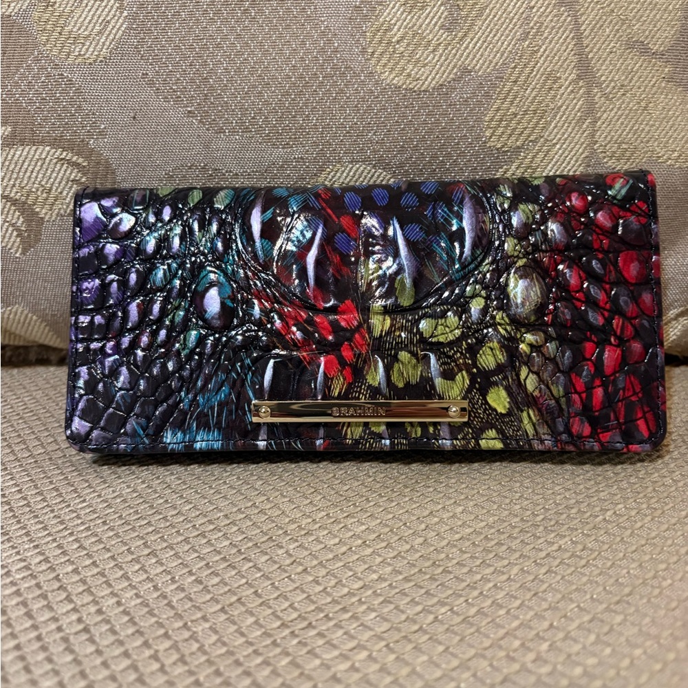 Brahmin Multicolor Croc-Embossed Leather Wallet - Red, Blue, Green, Purple